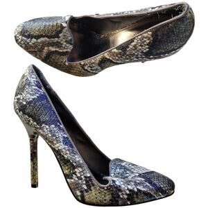 Worthington Women Snakeskin Metallic Stiletto Heels Sz 10 Pointed Toe Club Shoes